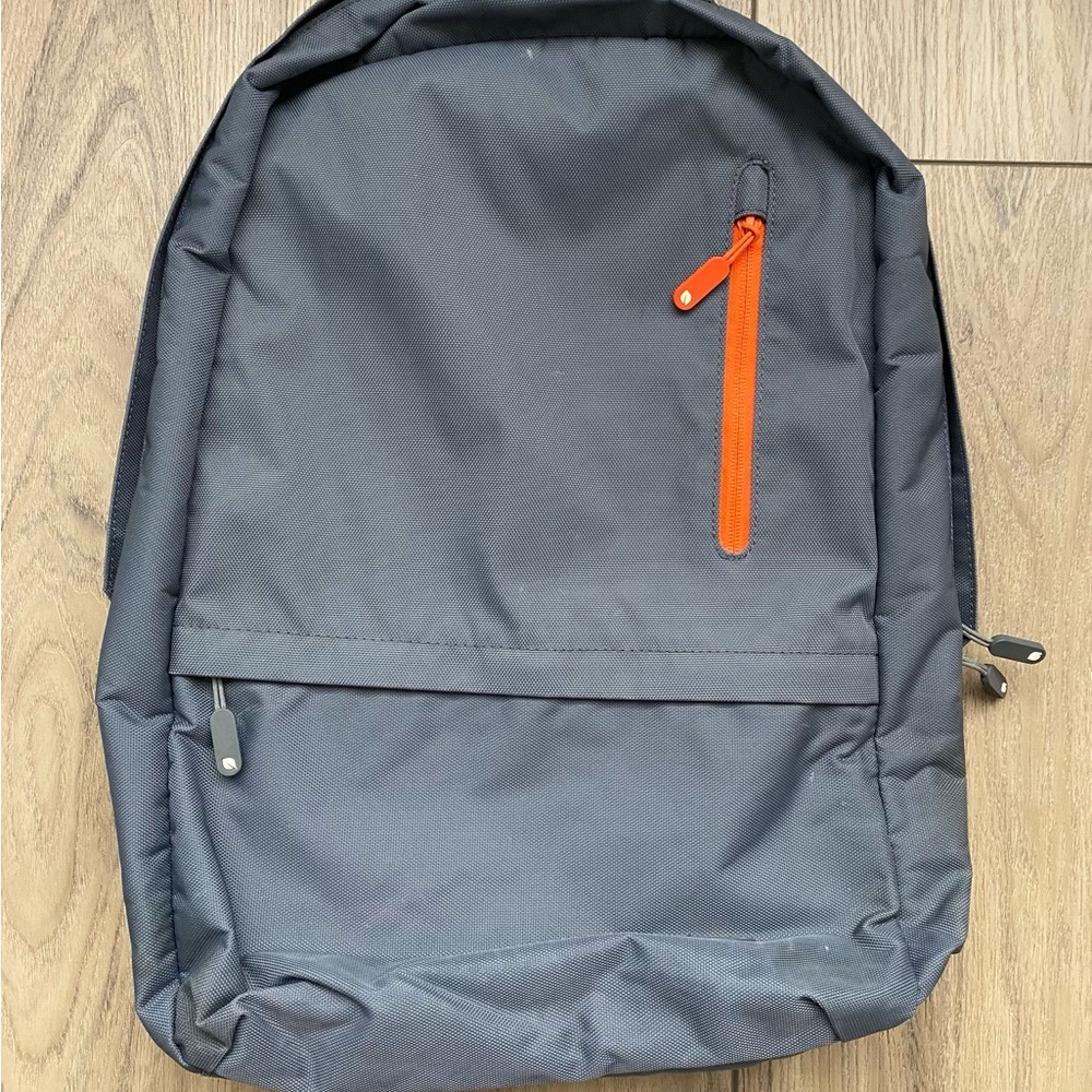 Stylish Gray Backpack with Orange Accents